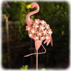 Garden Solar Lights Flamingo Pathway Outdoor Stake Metal Lights Waterproof LED